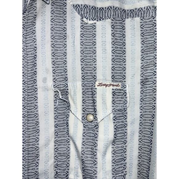 Lucky Brand Western Pearl Snaps Shirt Aztec Tribal Southwest Mens Size L - Picture 4 of 8